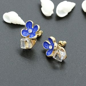 Faux-Diamond & Crystal Flower Earrings